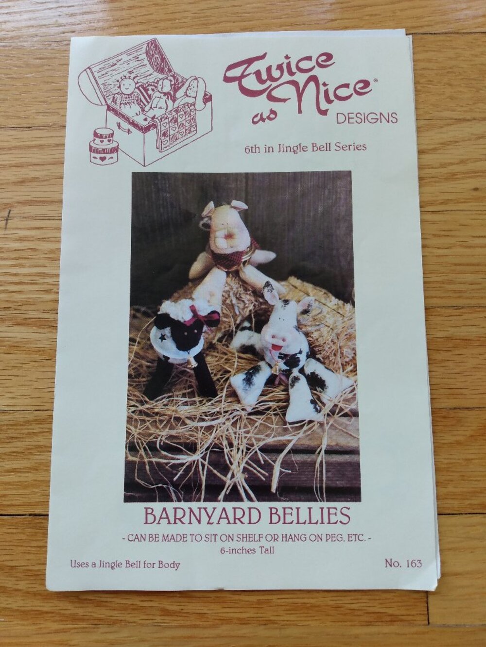 Vintage Cow Pig Lamb 6" Doll Craft Pattern Barnyard Jingle Bellies Farmhouse